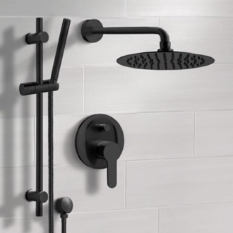 Shower Faucet Matte Black Shower System With Rain Shower Head and Hand Shower Remer SFR44